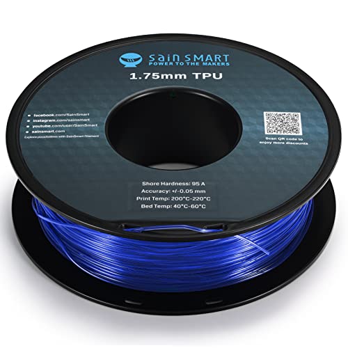 SAINSMART- 101-90-161 Сино флексибилен филамент за печатење TPU 3D, 1,75 mm, 0,8 kg, димензионална точност +/- 0,05 mm