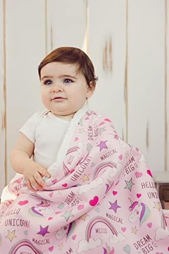 Меки еднорог 80х100 см бебе ќебе, памучен материјал, бела боја, мебел за бебиња домашен текстил