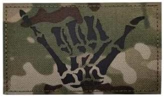 Шака рачен знак скелет прст Ир рефлексивен воен амблем тактички декоративен лепенка