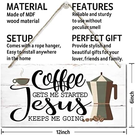Висечки знаци на кафе, кафе ме започнува Исус ме одржува знак за украси од дрво, знак за печатење дрво, знак за кафе, канцеларија за домашен