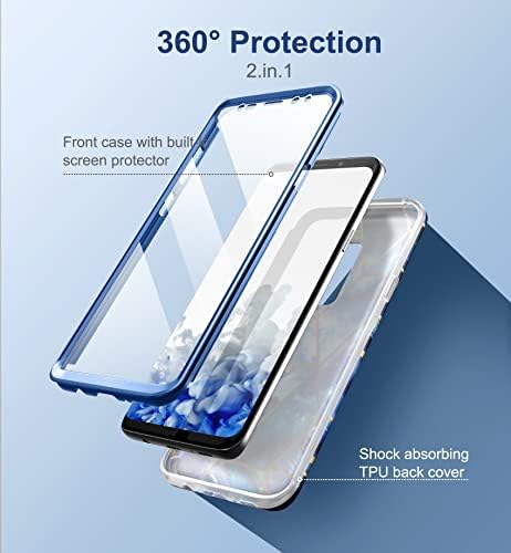 SURITCH Samsung Galaxy S9 Плус Мермер Случај, [Вграден Заштитник На Екранот] Заштита На Целото Тело Отпорен На Удари Солиден Браник