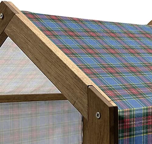 Лунарлива карирана дрвена куќа за миленичиња, гонгам стил Традиционално геометриски шема печатење поврзан со шкотска култура, преносно