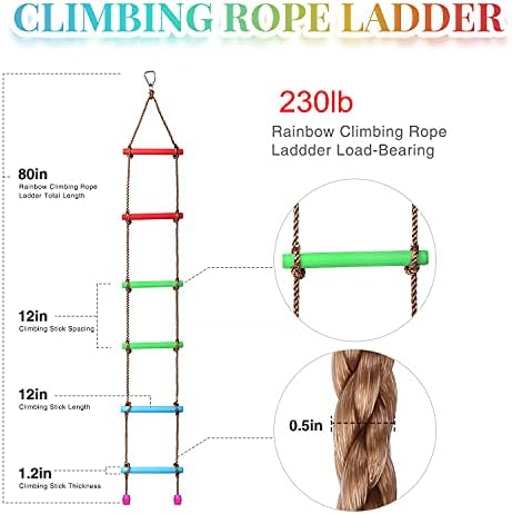 Биглуфу искачувачки јаже скалила за деца, 6,9 метри и качување на дрвото за висечки јажиња шест одделенија за нишање поставени