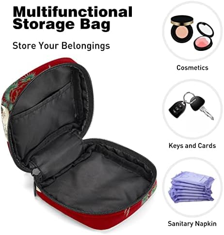 Период торба, санитарна торба за складирање на салфетка, торбичка за периоди, торба за шминка за патувања, птици кран беспрекорна црвена
