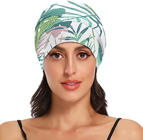 Семено работно капаче за спиење капа, палма лисја цветни тропски растенија зелена за жени коса глава за коса ноќно обвивка
