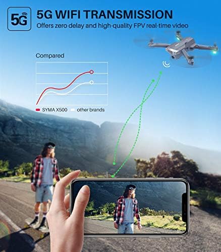 Syma X500 4K Drone со UHD камера за возрасни, лесен GPS Quadcopter за почетник со 56 мин.