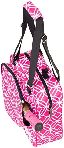 Торба торба за пикбол за жени со држач за лопатка, џеб од страна на мрежа, големо внатрешно складирање, рачка за носење и прилагодлива