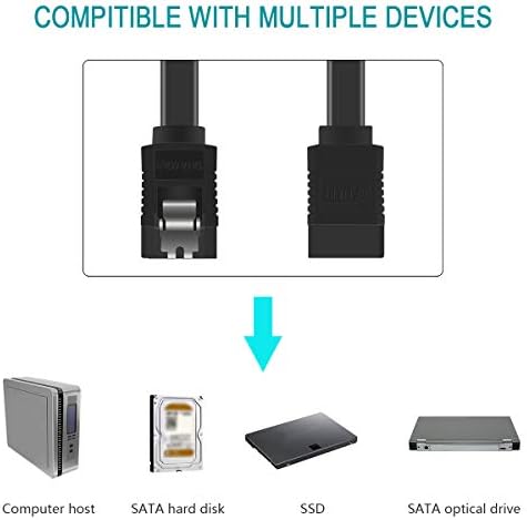 BENFEI SATA Кабел III, SATA Кабел III 6Gbps Директно HDD SDD Кабел За Податоци Со Заклучување На Бравата 18 Инчен Компатибилен ЗА SATA