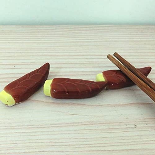 Bestonzon 15pcs вечера керамика прибор за држач за држач за облик на облик на прибор за јадење вилушка пука зеленчук почива кромид+бамбус