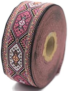 11 дворови ширина од 1,37 инчи широки анатолиски килим розов џакард лента Средновековна трим ткаени ретро ткаенини домашни украси за украсување