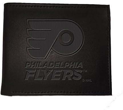 Team Sports America NHL Филаделфија Флаери Црн паричник | Би-пати | Официјално лиценцирано печатно лого | Направено од кожа | Организатор на