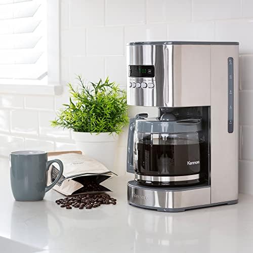 Контрола на аромата на Kenmore 12-чаша Програмабилен производител на кафе, машина за капење од не'рѓосувачки челик, стакло карафе, филтер