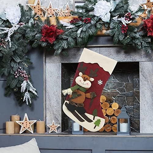 Божиќно порибување Големи Божиќни чорапи Декорација Дедо Мраз Снежен човек ирваси за порибување Божиќни украси и додатоци за забави Роуз