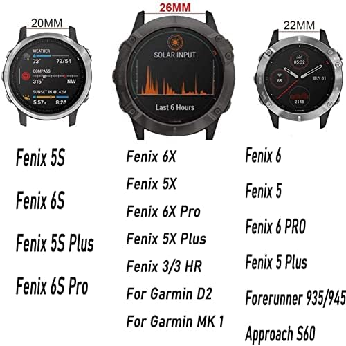 IRJFP 22 26мм Смарт на часовници ленти за Garmin Fenix ​​6 6x 6s 5x 5 5s 3 3HR Forerunner 935 945 Силиконски Wirstband со брзо