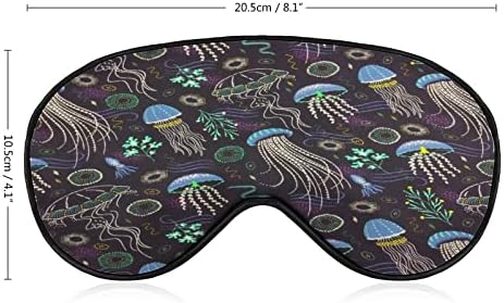 Длабоко море медуза за спиење за слепите маски за очила, симпатична обвивка за сенка на очите со прилагодлива лента за жени мажи ноќ
