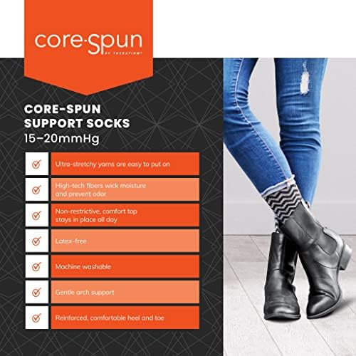 Core-Spun 15-20mmhg Медицински благ дипломиран колено чорапи со висока компресија