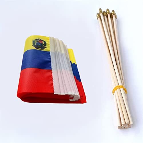TSMD Venezuela Stick Flag Venezuelan Мала мини рака држени знамиња, 5x8 инчи, 12 пакувања