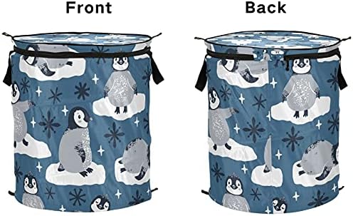 Симпатични пингвини снегулки се појавуваат алишта за алишта со патент за патент, преклопна корпа за перење со рачки што се склопуваат за складирање