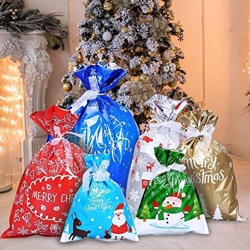 Hahago Christmas Drawring Tags Tagks, 24 парчиња Божиќни подароци за привлекување на Божиќни торби со 1 сет ролна со ленти со ленти,