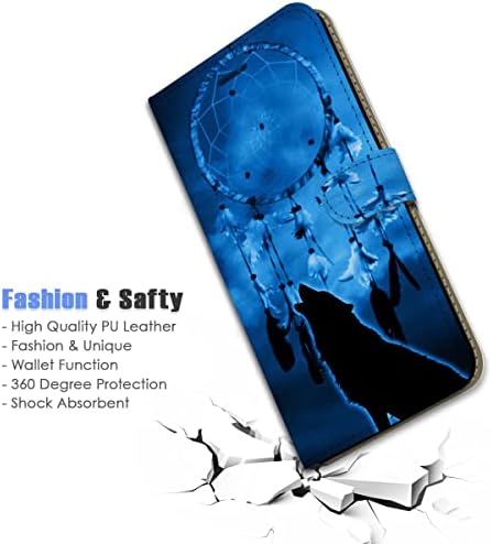 За Samsung S21 Ultra, За Samsung Galaxy S21 Ultra 5G, Дизајниран Флип Паричник Телефон Случај Покритие, A24656 Сон Фаќач Дух Волк 24656