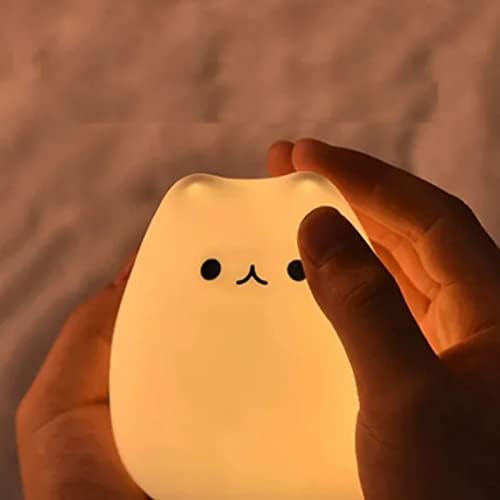 Msuiint симпатична мачка ноќна светлина за деца симпатична ламба ноќна ламба 7 боја LED чешма расадник ноќна светлина USB постепена