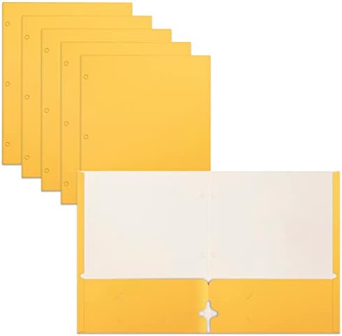 Две Џеб Портфолио Папки, 50-Пакет, Жолта, Писмо Големина Хартија Папки, Со Подобри Канцелариски Производи, 50 Парчиња, Жолта