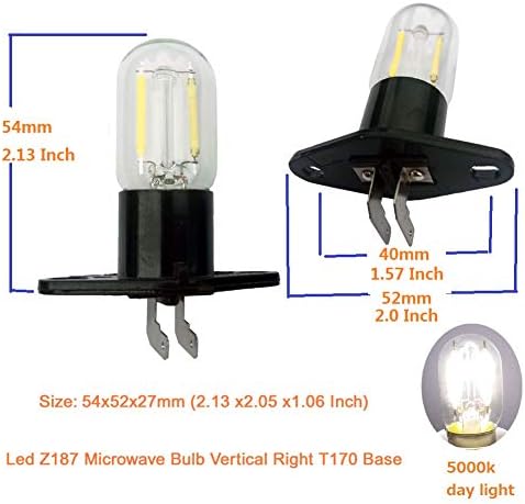 Microwave Bulb LED Z187 Вертикална десна десна десна десната страна T170 База 1,5W Еквивалент 20W Фрижидер Филаментална ламба Замена за Galanz LG Samsung Sharp Simens Whirlpool WB36X10303 WB36X10303