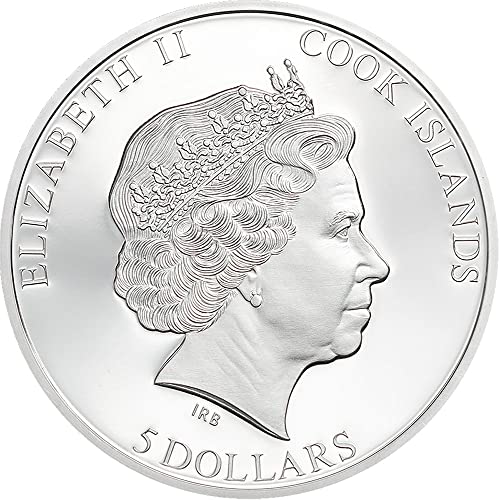 2022 Де Меморијам Кралицата Елизабета ВТОРА Пауеркоин Во 1 Мл Сребрена Монета 5$ Кукови Острови 2022 1 Мл Доказ