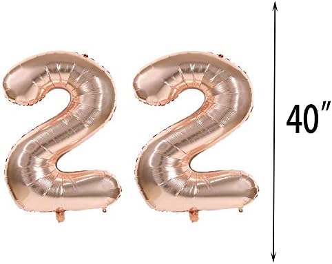 22 -ти роденденски балон 22 -ти роденденски украси розово злато 22 балони Среќна 22 -та роденденска забава материјал број 22 фолија