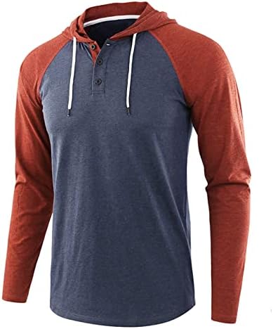 Gdjgta Mens Fashion Leisure Sportness Fitness Solid Color Color Долга ракав маица Топ блуза ноќни кошули за мажи
