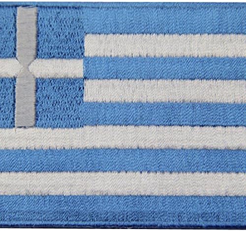 Грција знаме извезено амблем грчко железо на шиење на национална лепенка