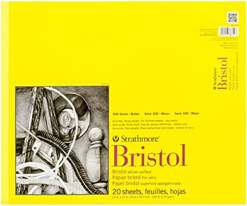 Серија Стратмор 300 серија Бристол хартија подлога, мазна, лента врзана, 14х17 инчи, 20 листови - уметнички труд за возрасни и