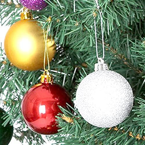 Божиќни топки на Ланскоу 24 парчиња блескави блескави распрскувани пластични Божиќни украси на дрво Декор - Виолетова 4см