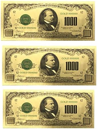 блинки 3 Пакет-Сметка За Хартиени Пари Од Илјада Долари 24к Позлатена Лажна Валута Банкнота Уметност