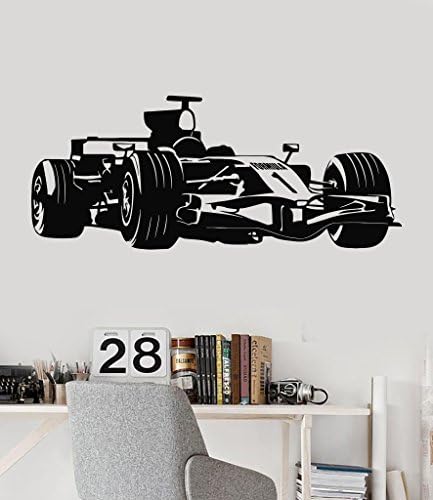 Голем винил wallиден декларал Формула 1 тркачки автомобил гаража декор Детска соба налепници темно сина боја