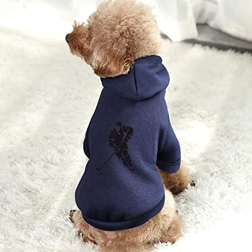 Цртан филм хокеј плеер куче качулка пулвер џемпер облека за миленичиња облека со качулка со облеки за кучиња и мачки