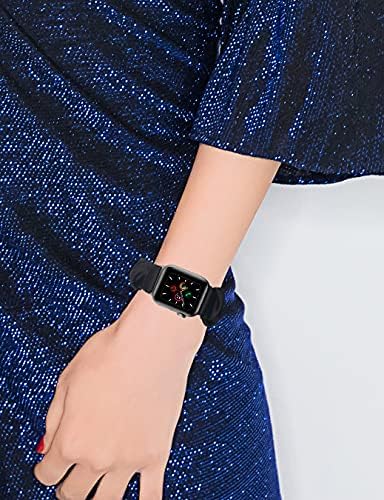 Screchie Band компатибилен со Apple Watch Band 38mm 40mm 42mm 44mm 41mm 45mm, печатена ткаенина еластична часовник за часовници жени девојки