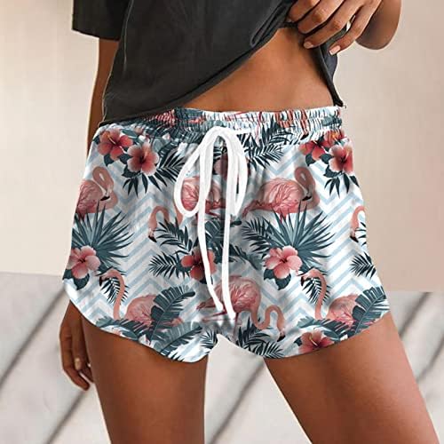 Шорцеви за жени удобно влечење еластична половината Боемски кратки панталони лабави фит шорцеви плус големина летни шорцеви на плажа