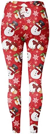 Здфер Божиќни јога панталони за жени, кревање на задник Божиќ Дедо Мраз за печатење на тренинзи за печатење хеланки за контрола на јога хеланки