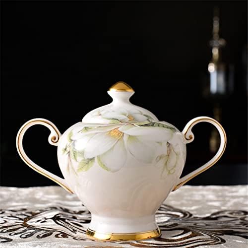 TREXD 15 Парчиња Кралска Златна Линија Налепница Керамички Чај Сет Крин Цвет Коска Кина Кафе Сет Порцелански Чај Тенџере Чај