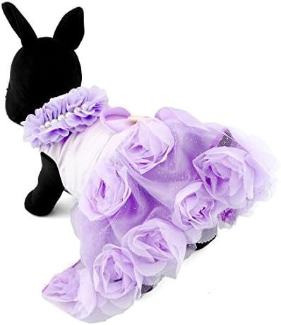 Зунеа принцеза миленичиња кучиња кутре мачки свадбени костуми сатен роза официјална фустан здолниште Туту забава облека облека облека виолетова виолетова xs
