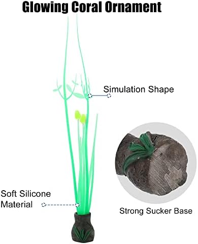 Вокост Аквариум симулација корална орхидеја цвет, силиконски флуоресцентни корални сјајни украси рибиски пејзаж декорација, жолта, 1 „x11“