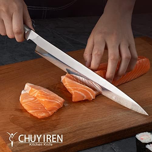 Нож со суши од Чуирен 12 инчи - јапонски нож за сашими Остри - професионален висок јаглерод не'рѓосувачки челик единечен селекција на јанагиба