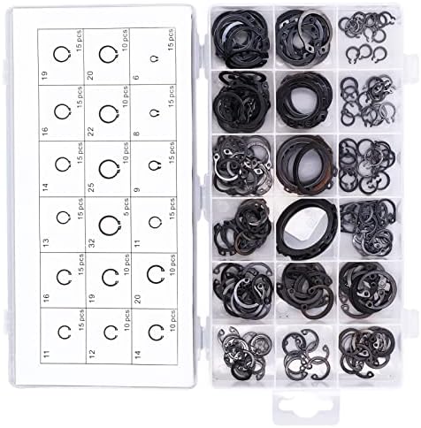 225pcs C клип, Circlip Snap Ring Ring Hardwer Hardware Set комплет за машинско возило што се нанесува на цилиндер, автомобилски, вентил, електричен