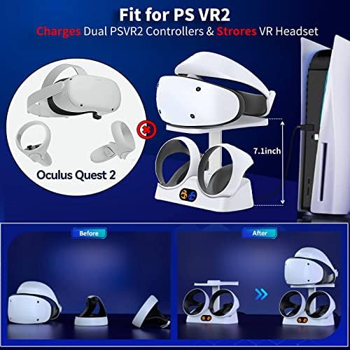 Приклучок за полнење на контролорот ЗА PS5 VR2, Двојна Брза Станица ЗА Полнење PSVR 2 Со Држач ЗА СЛУШАЛКИ VR, Држач ЗА Контролер