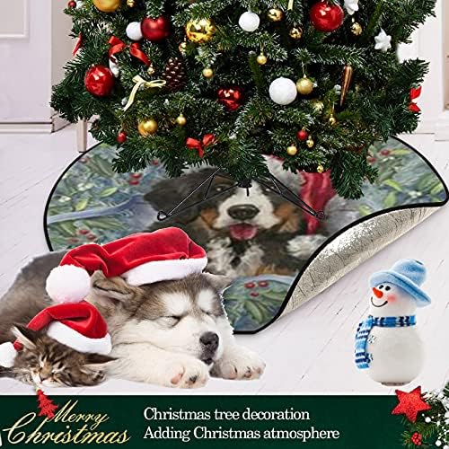 висесани Среќен Божиќ Куче Елка Мат Водоотпорен Дрво Стојат Мат Елка Кат Заштитник Абсорбента Дрво Стојат Мат За Заштита На Подот