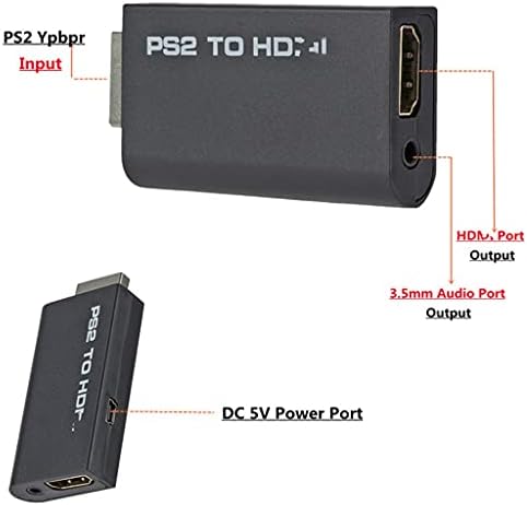Pnnerr Пренослив PS2 до 480i/480p/576i Аудио Видео Конвертор со Излез од 3,5 mm Ги Поддржува Сите Режими На Прикажување