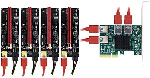 PCI-E Extender Riser картичка од 1 до 4 USB 3.0 адаптер 16X слотови Bitcoin Mining картичка PCI-E адаптер за подигнување картичка + 009S Riser Поставете USB 3.0 Адаптер картичка