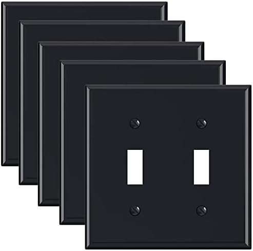 Сјајно црна elegrp 2-банда за прекинувач за менување на wallидни плочи, двојно средна големина 4,88 H x 4,94 L Нераскинлива термопластична капа