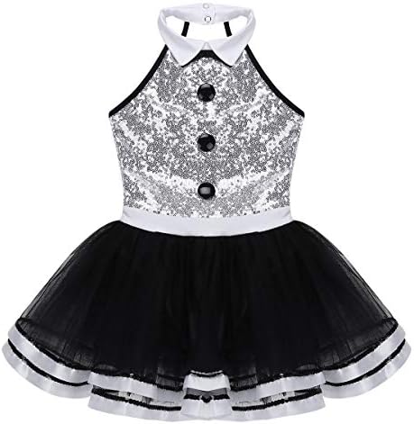 Acsuss Девојки девојки сјајни циркуси ринамастер костуми Bowtie Halter Sequins Ballet Tutu Fust Leotard Lorical Dance Costume